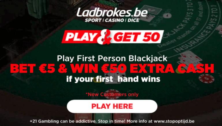 Meespelen met Ladbrokes België: Win €50 Extra met Uw Eerste Blackjack Spel!